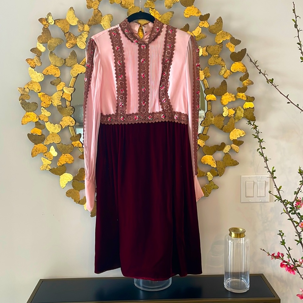 REAL vintage 70s velvet handmade dress